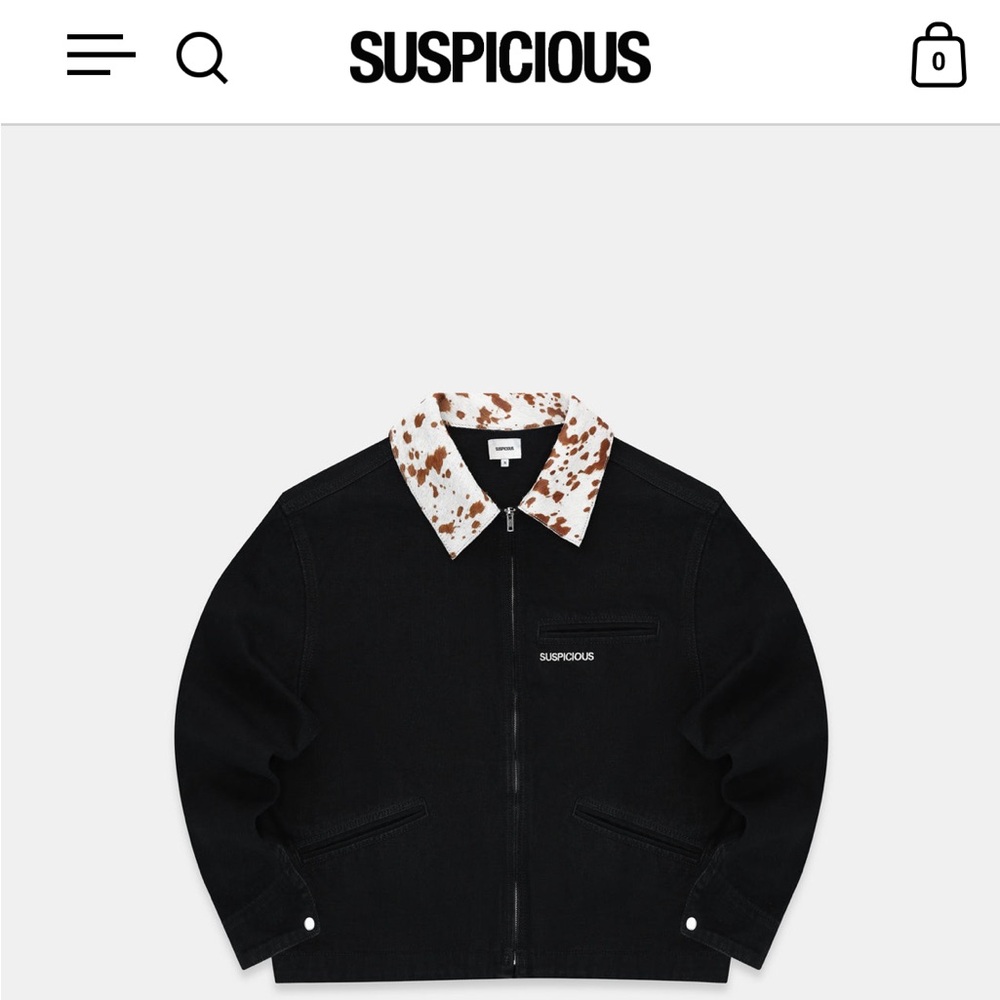 Black Jean Jacket with Patterned Collar